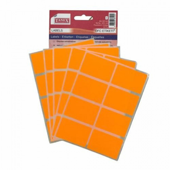 ملصقات متعددة الاغراض تانكس برتقالي فسفوري52×34 ملم