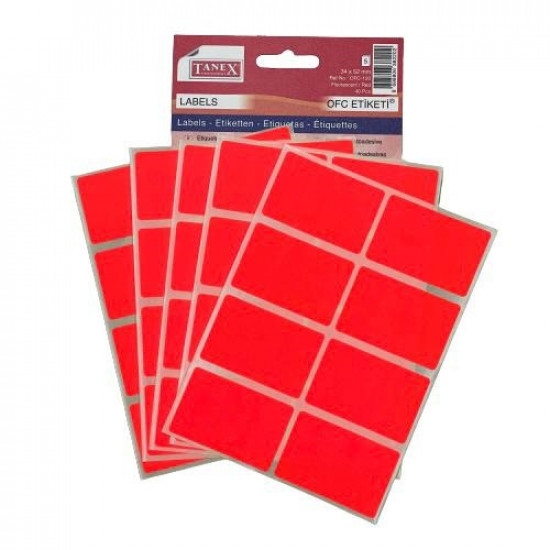 ملصقات متعددة الاغراض تانكس احمر فسفوري 52×34 ملم