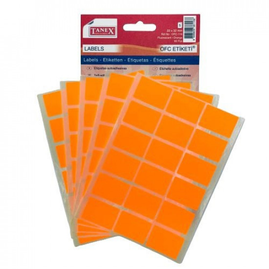 ملصقات متعددة الاغراض تانكس برتقالي فسفوري 32×22 ملم