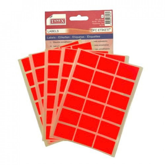 ملصقات متعددة الاغراض تانكس احمر فسفوري 32×22 ملم