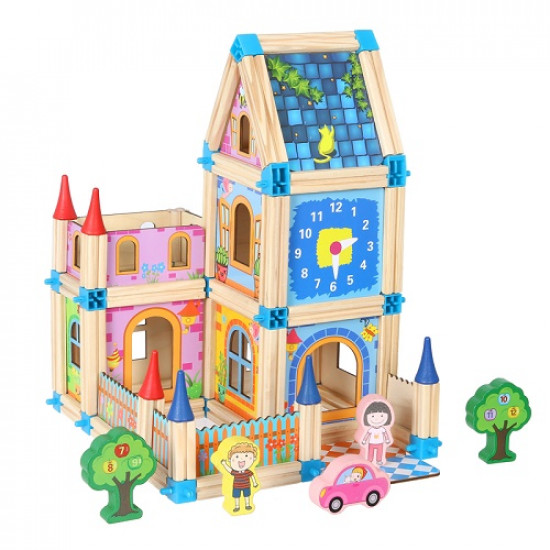 لعبة اطفال خشبية بناء وعمارة منزل
