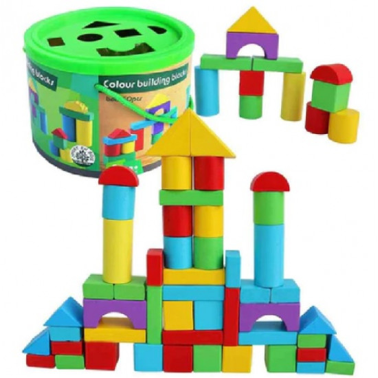 لعبة اطفال خشبية قطع بناء ملونة