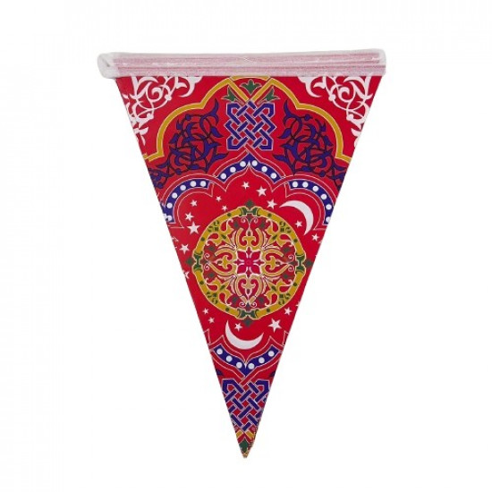 زينة حبل مثلثات رمضان احمر  2.5 متر شكل 1