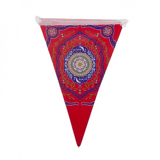 زينة حبل مثلثات رمضان احمر  2.5 متر شكل 2