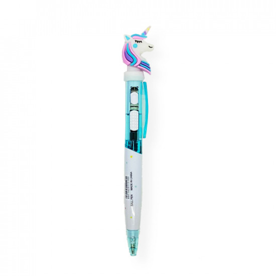 قلم جاف ازرق وحيد القرن مع اضاءة 