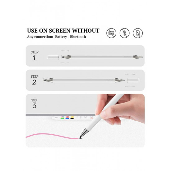قلم لمس للرسم عالي الدقة أبيض ST04 | Capacitive Stylus Pen