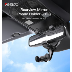 يسيدو ستاند لحمل الهاتف بمرآة السيارة قابل للدوران 360 درجة YESIDO C193
