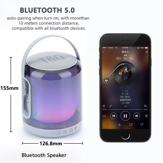 TG376 MINI Bluetooth Speaker LED LED ملون مضخم الصوت مكبر صوت النبض