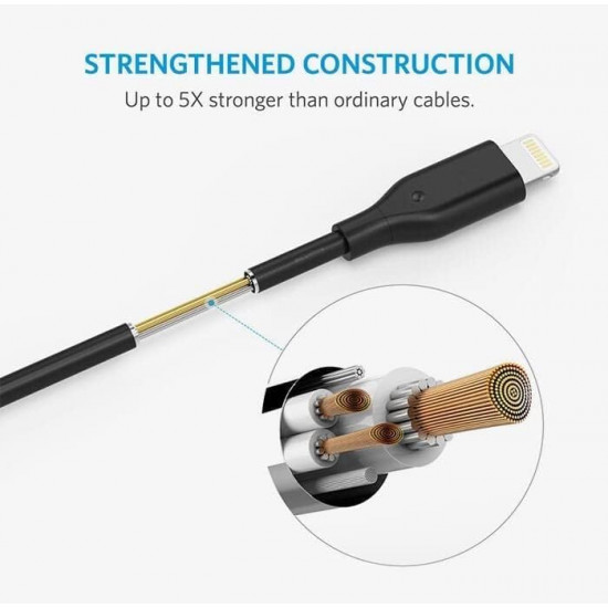 كيبل يو اس بي - آيفون Anker PowerLine Select+ USB Cable with Lightning connector 6ft- A8013H12-Black