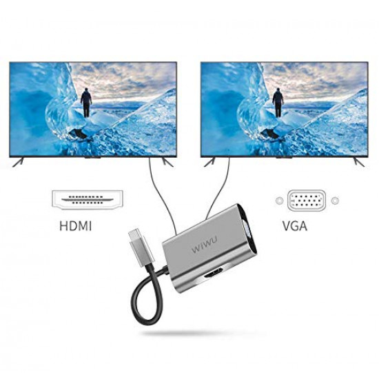 محول 2 في 1 من نوع Type-C إلى HDMI/VGA من شركة WiWU