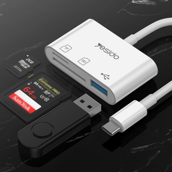 يسيدو -  Amorus YESIDO GS16 Type-C إلى SD / TF قارئ بطاقات OTG USB 3.0 كابل نقل البيانات للهاتف الخليوي Macbook