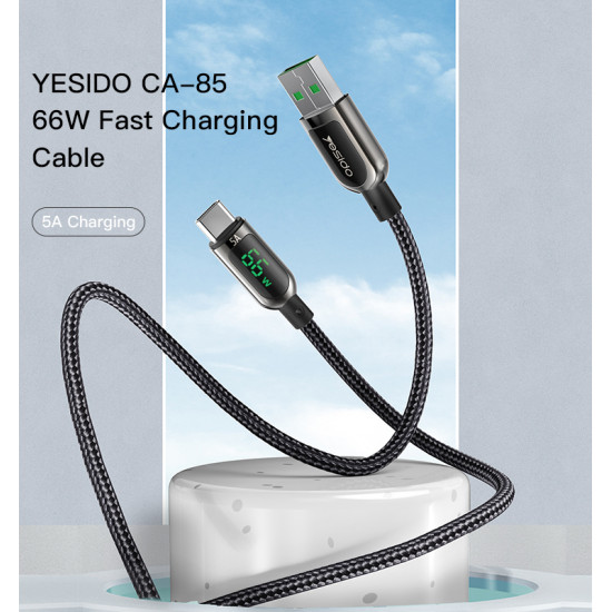 يسيدو - YESIDO CA85 66W Max Fast Charging Type-C Cable with Digital Display 1.2m