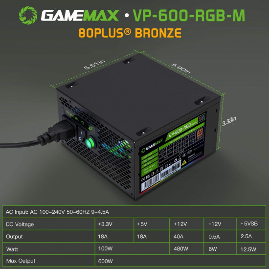 مزود طاقه : PSU GAMEMAX 600W