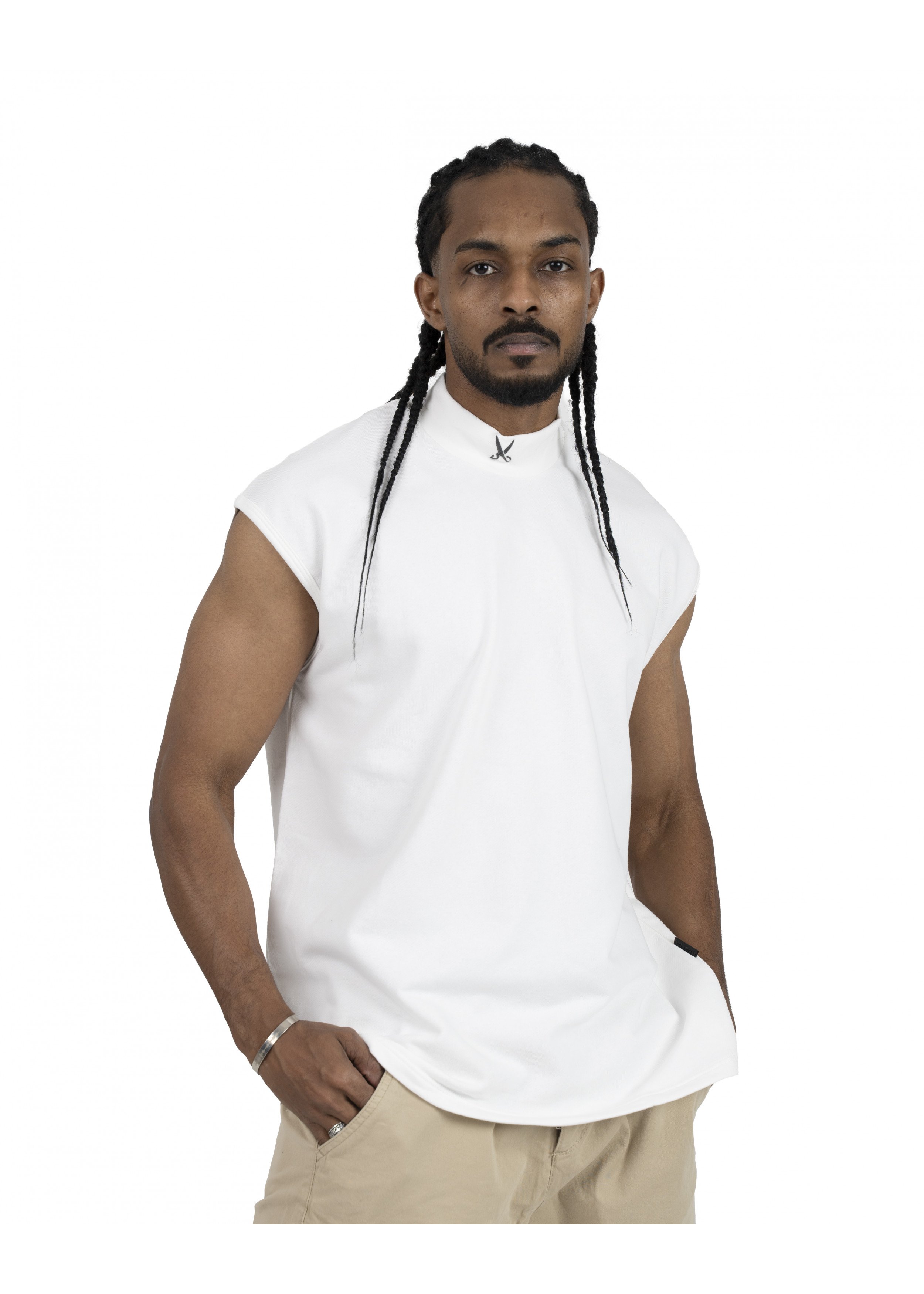 Plain Short Sleeve with Turtleneck - Off white 