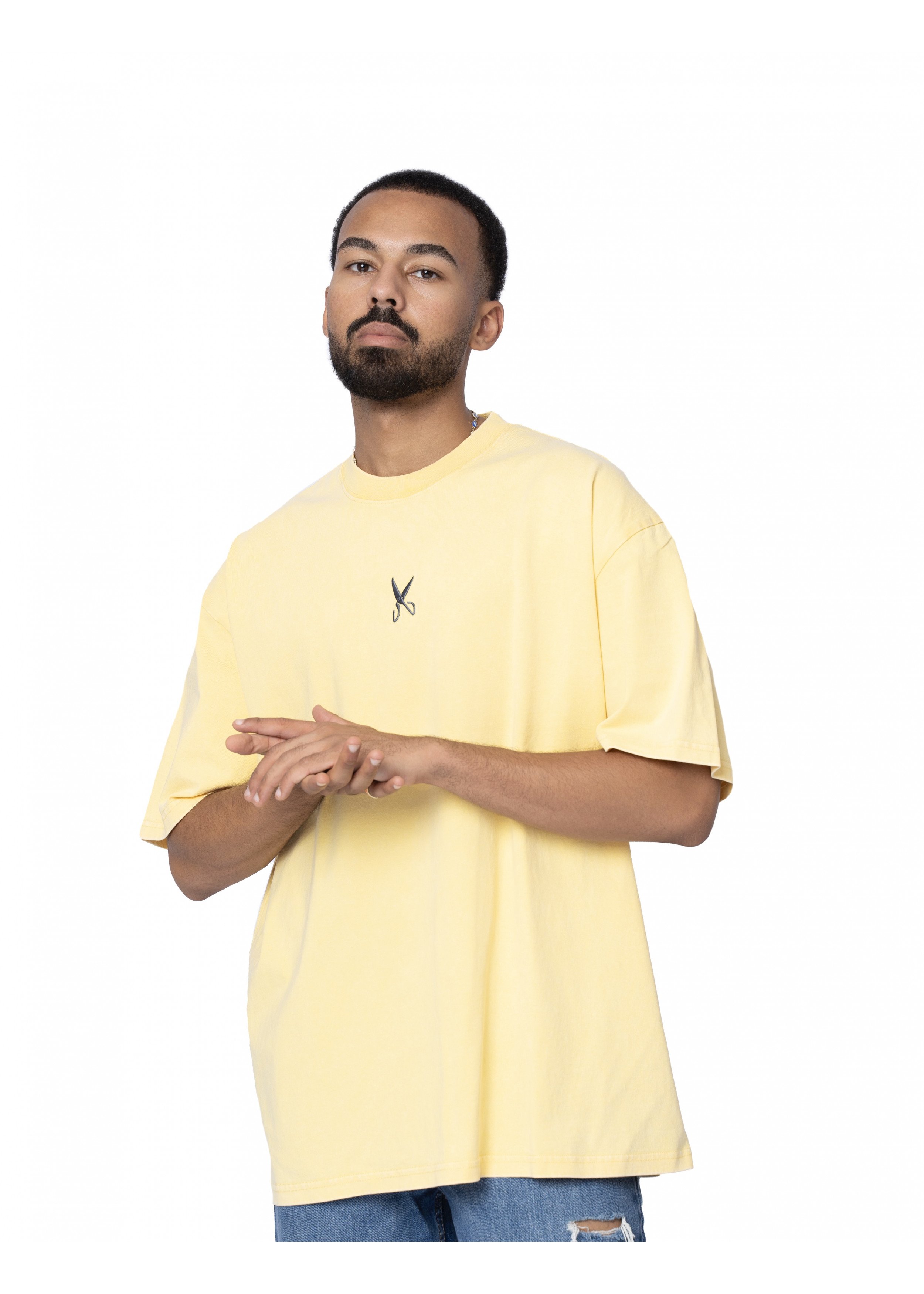 Plain Washed Oversize T-shirt - Yellow