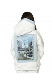 Kids Double Hoodie White/ Baby blue