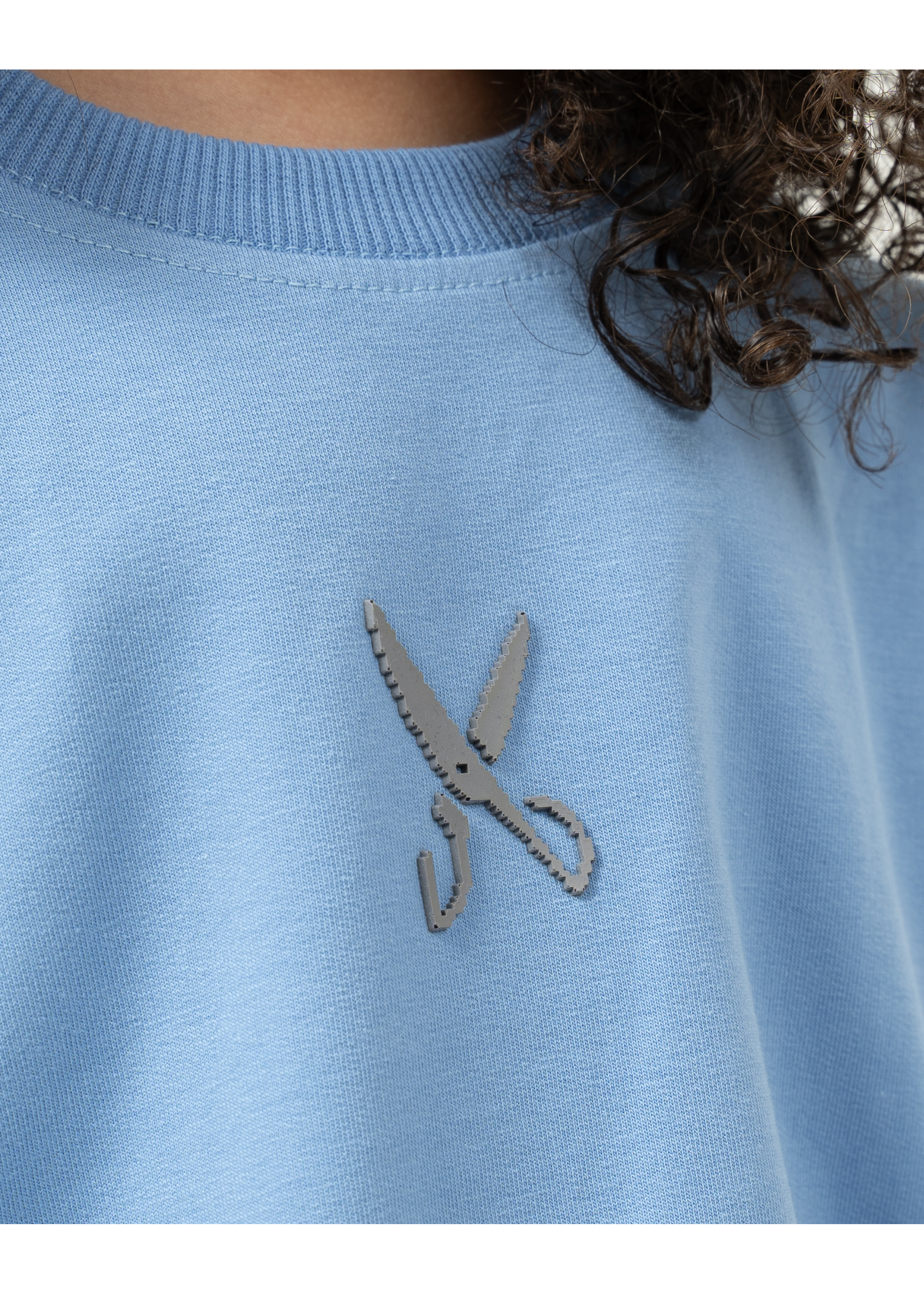 Kids Plain T-shirt zigzag logo - Baby Blue