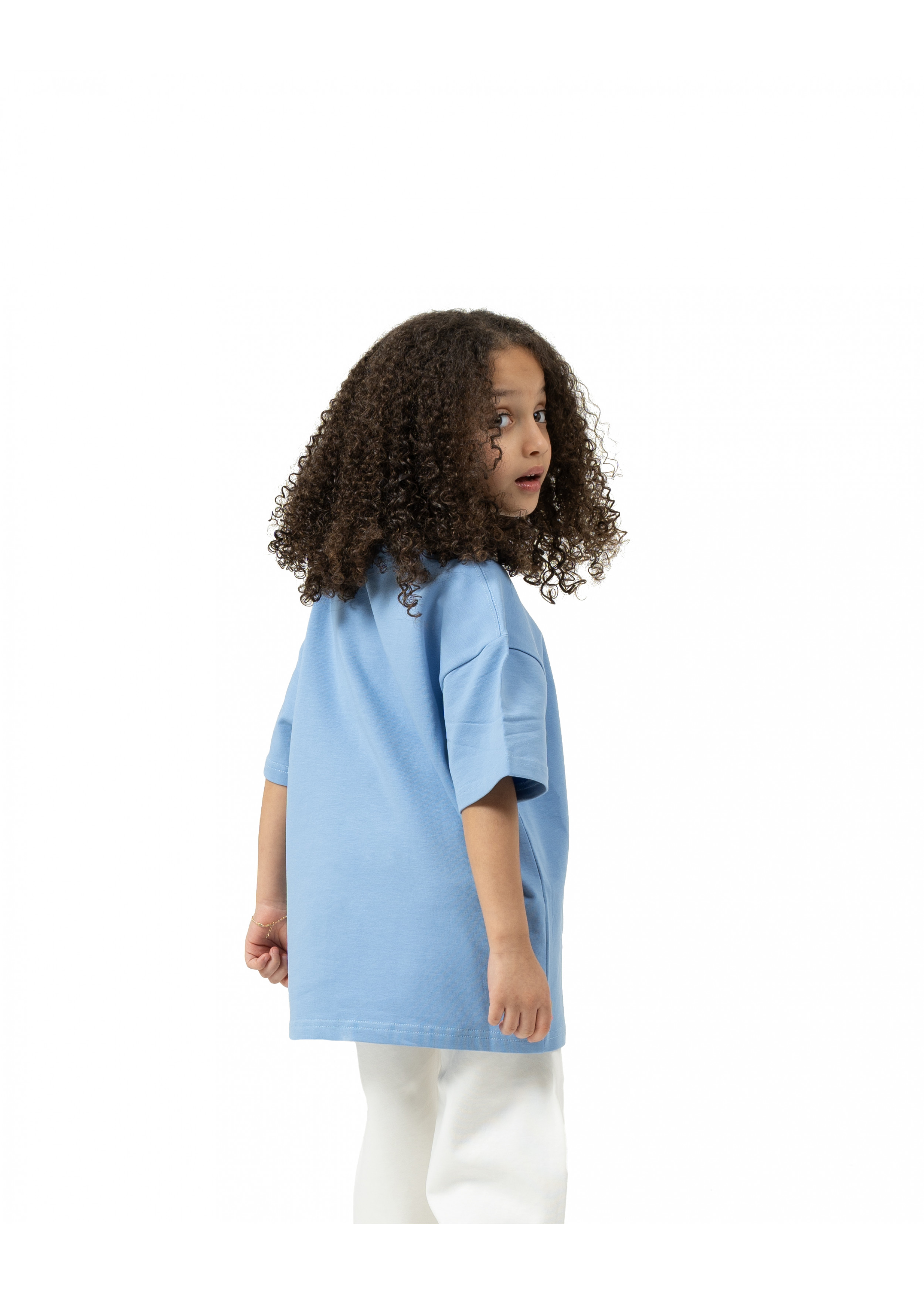 Kids Plain T-shirt zigzag logo - Baby Blue
