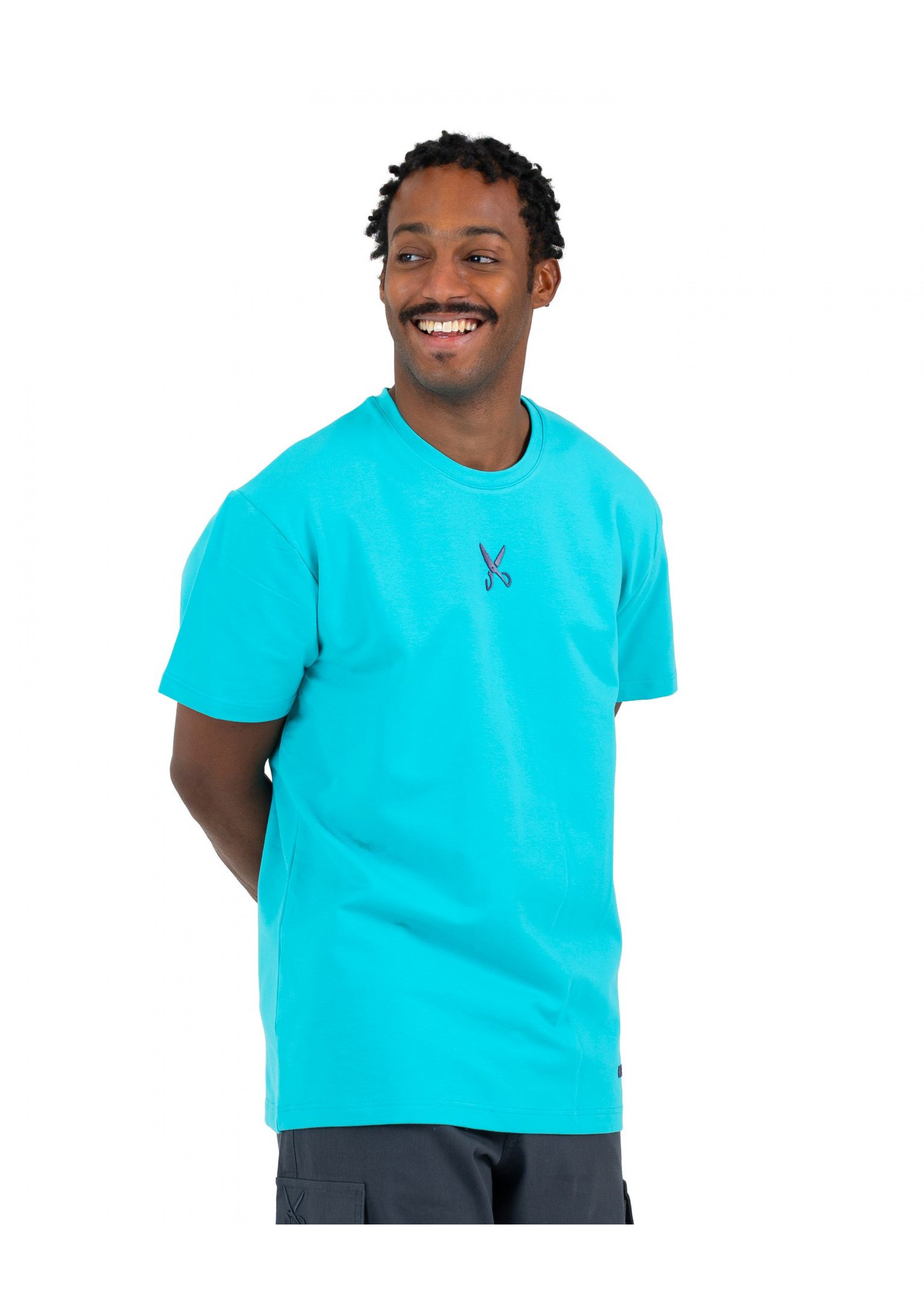 Plain T-shirt with zigzag logo - Turquoise