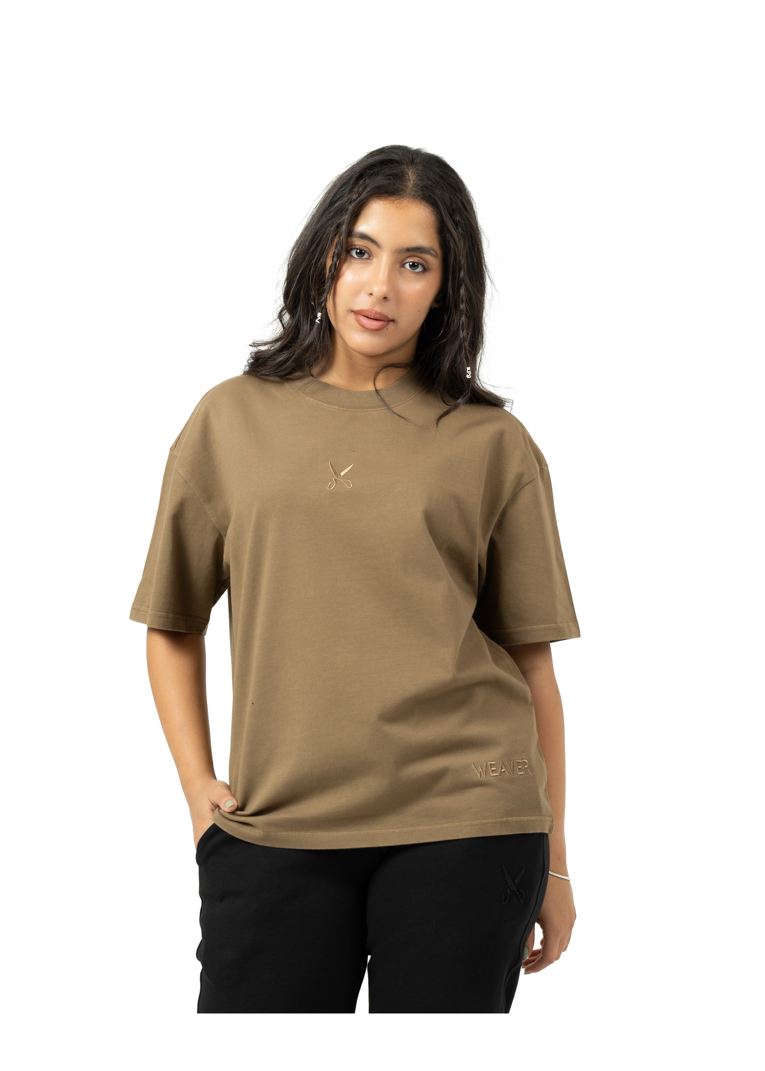 Plain Washed Oversize T-shirt  - Light Brown