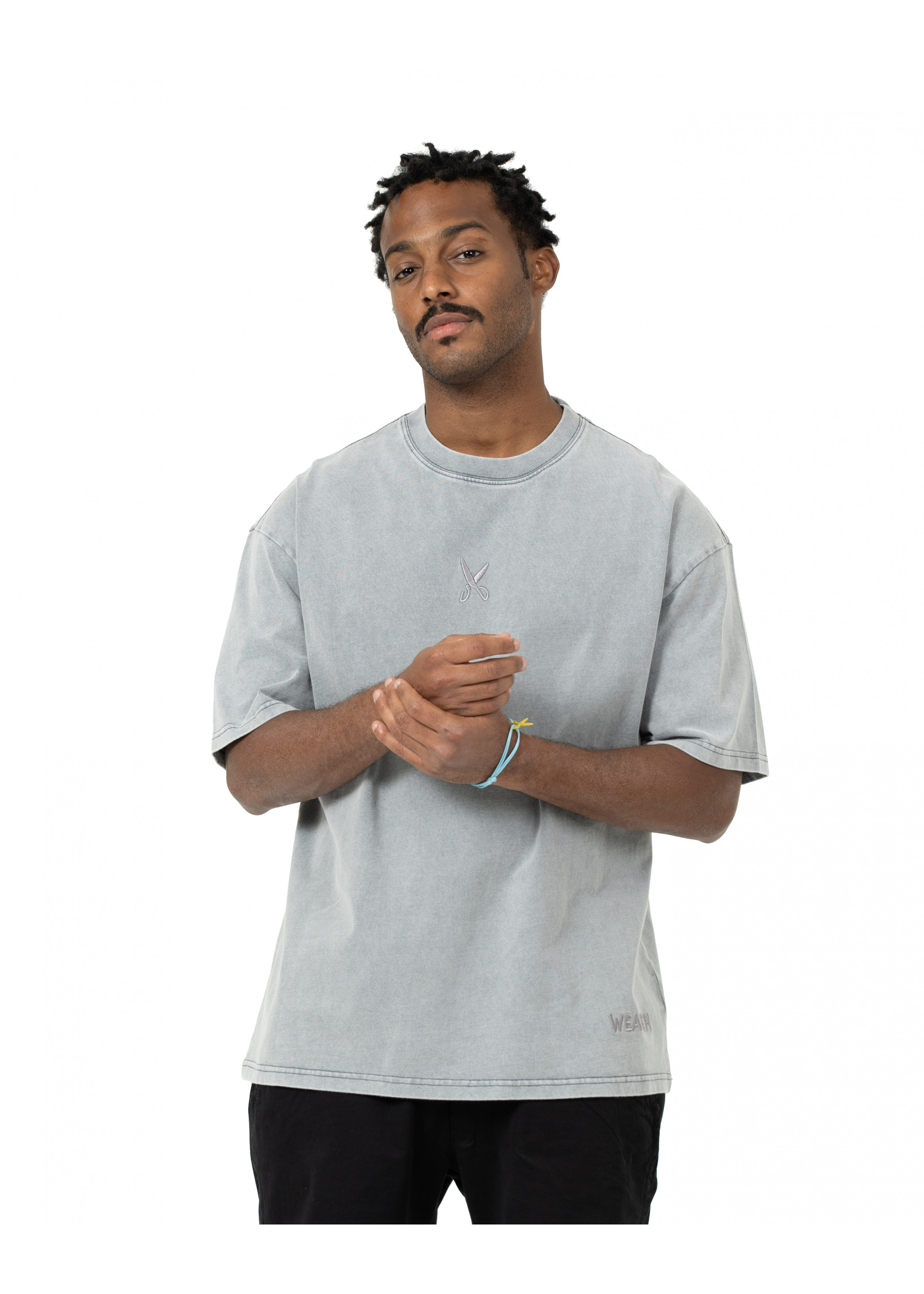 Plain Washed Oversize T-shirt  - Light Gray