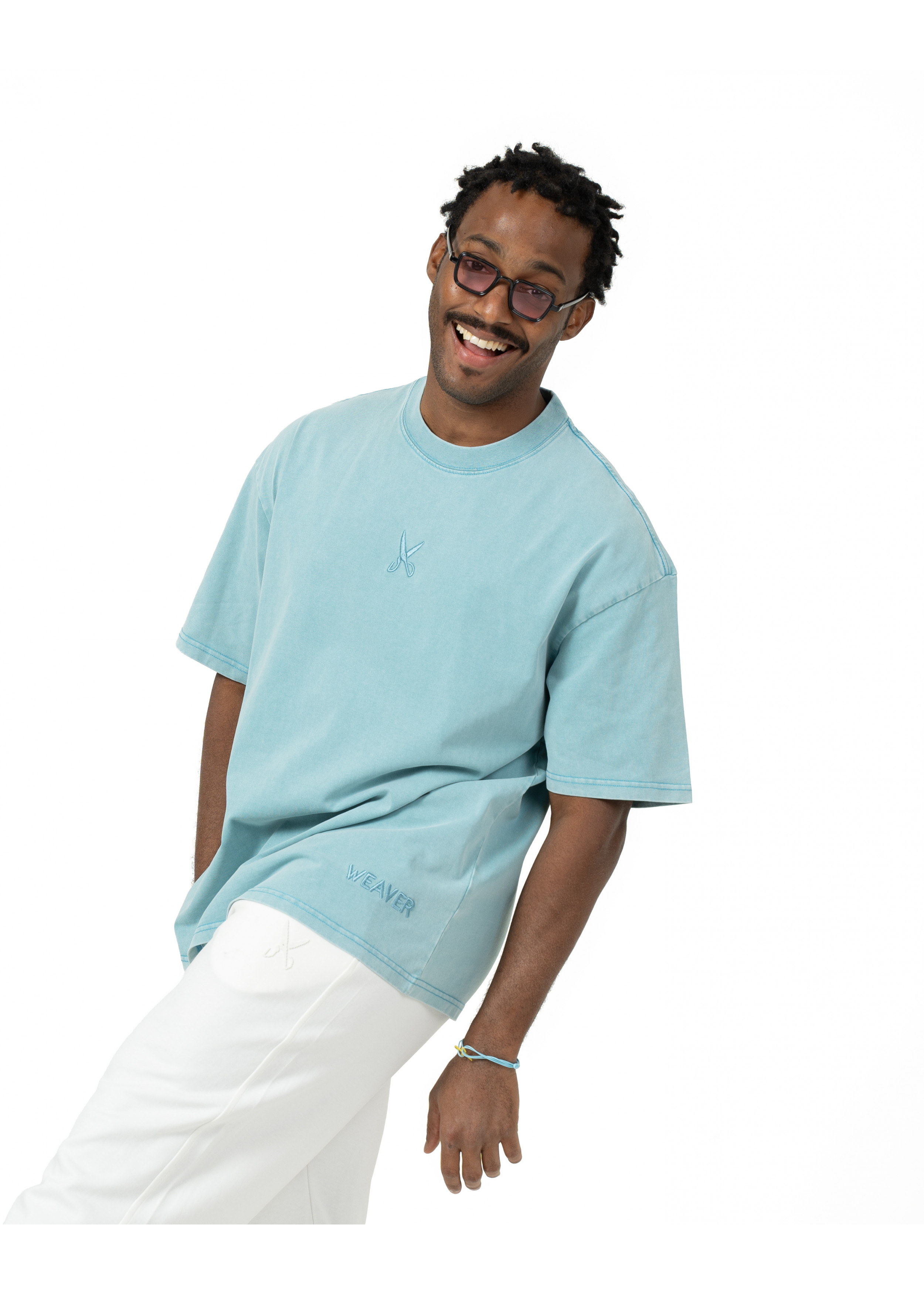 Plain Washed Oversize T-shirt  -Light Turquoise