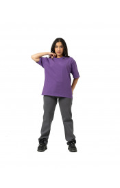 Plain Washed Oversize T-shirt  - Purple