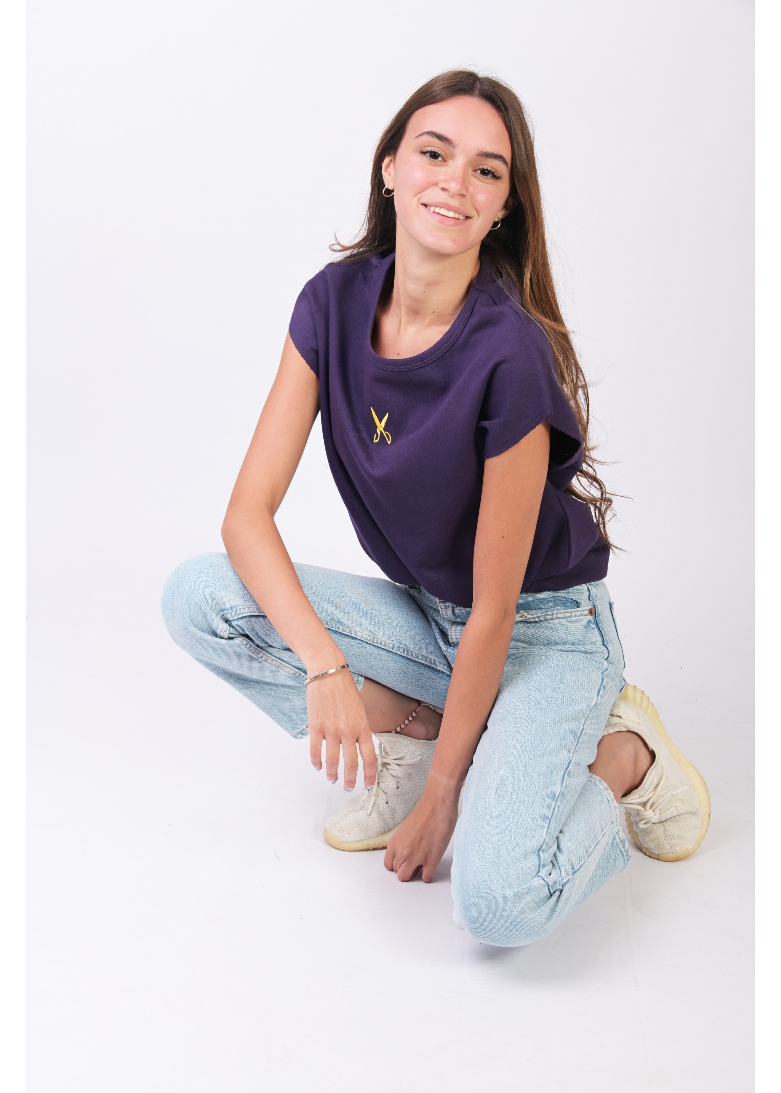Short Sleeve Over Sized T-shirt -  Purple