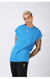 Short Sleeve Over Sized T-shirt - Blue/Yellow