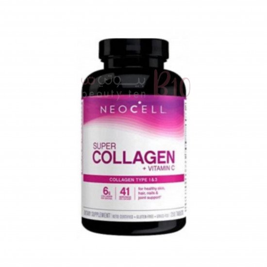 سوبر كولاجين + فيتامين سي من نيوسيل، نوع 1 و3 - 250 قرص
