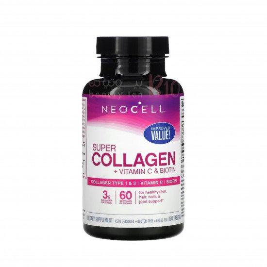 سوبر  كولاجين + فيتامين سي والبيوتين، 180 قرص من نيوسيل