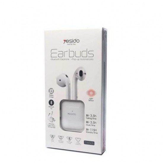 سماعة لاسلكية تعمل بالبلوتوث EarBuds TWS-05 من ماركة YESIDO- اللون أبيض.