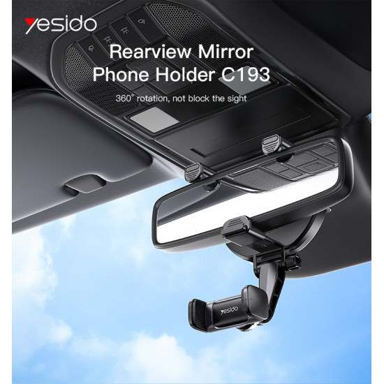 ستاند لحمل الهاتف بمرآة السيارة قابل للدوران 360 درجة YESIDO C193