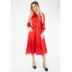 فستان شيفون مطبوع - أحمر