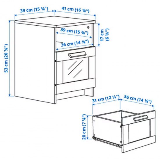 طاولة سرير جانبية أبيض ‎39x41 سم‏