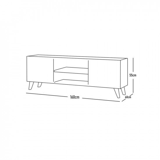 وحدة تلفزيون من الخشب والمعدن 160 سم