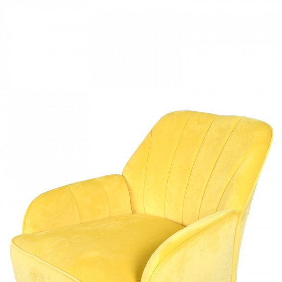 كرسي راحتي مخمل اصفر