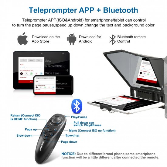 Desview T2 Teleprompter for Smartphones/Tablets/DSLR