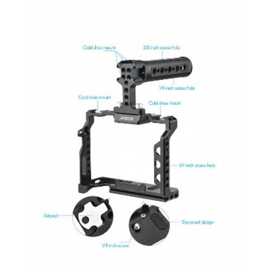 Andoer Aluminum Alloy Camera Cage Kit with Top Handle Grip Replacement for Sony A7 IV