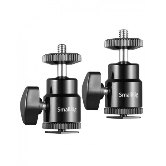 SmallRig Camera Hot Shoe Mount with 1/4"-20 Screw Ball Head (2pcs Pack)