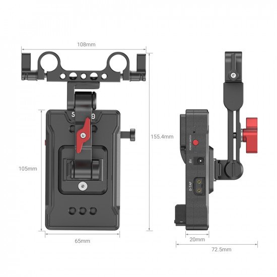 SmallRig V Mount Battery Adapter Plate (Basic Version) with Extension Arm