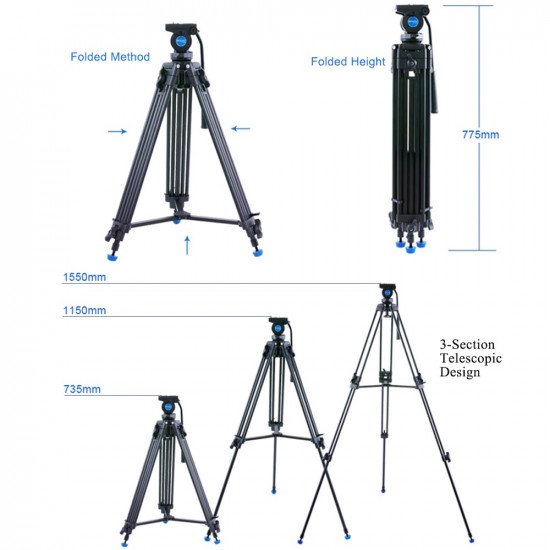 BENRO KH25N KH-25N Video Camera Tripod Professional Hydraulic Head Magnesium Alloy Tripod+Video Tripods Bag