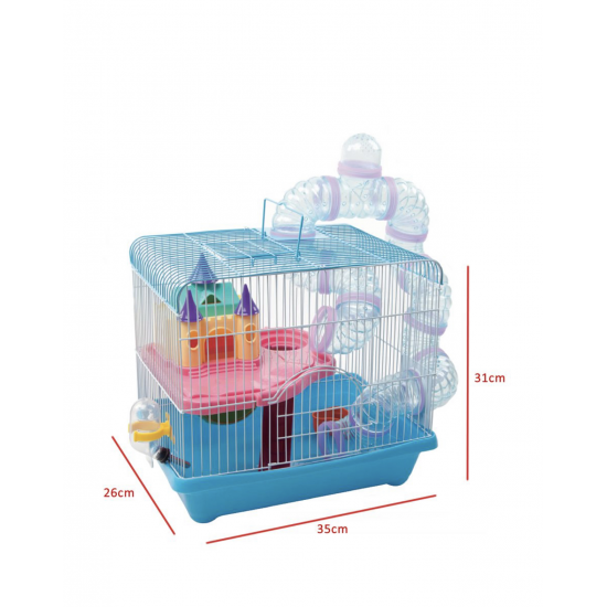 قفص هامستر القلعة من المعدن مع ملحقات للعب ابراج و انابيب وممرات 