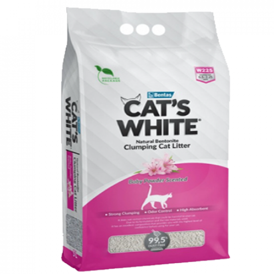 رمل فضلات القطط CAT'S WHITE برائحة البيبي بودر