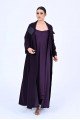 Dark purple luxury Crepe Abaya 013 