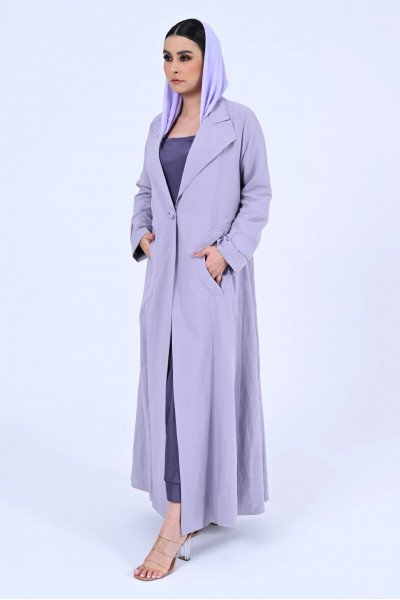 Dirty violet linen Abaya 080