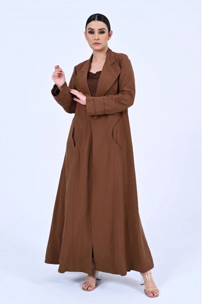 Brown linen Abaya 088