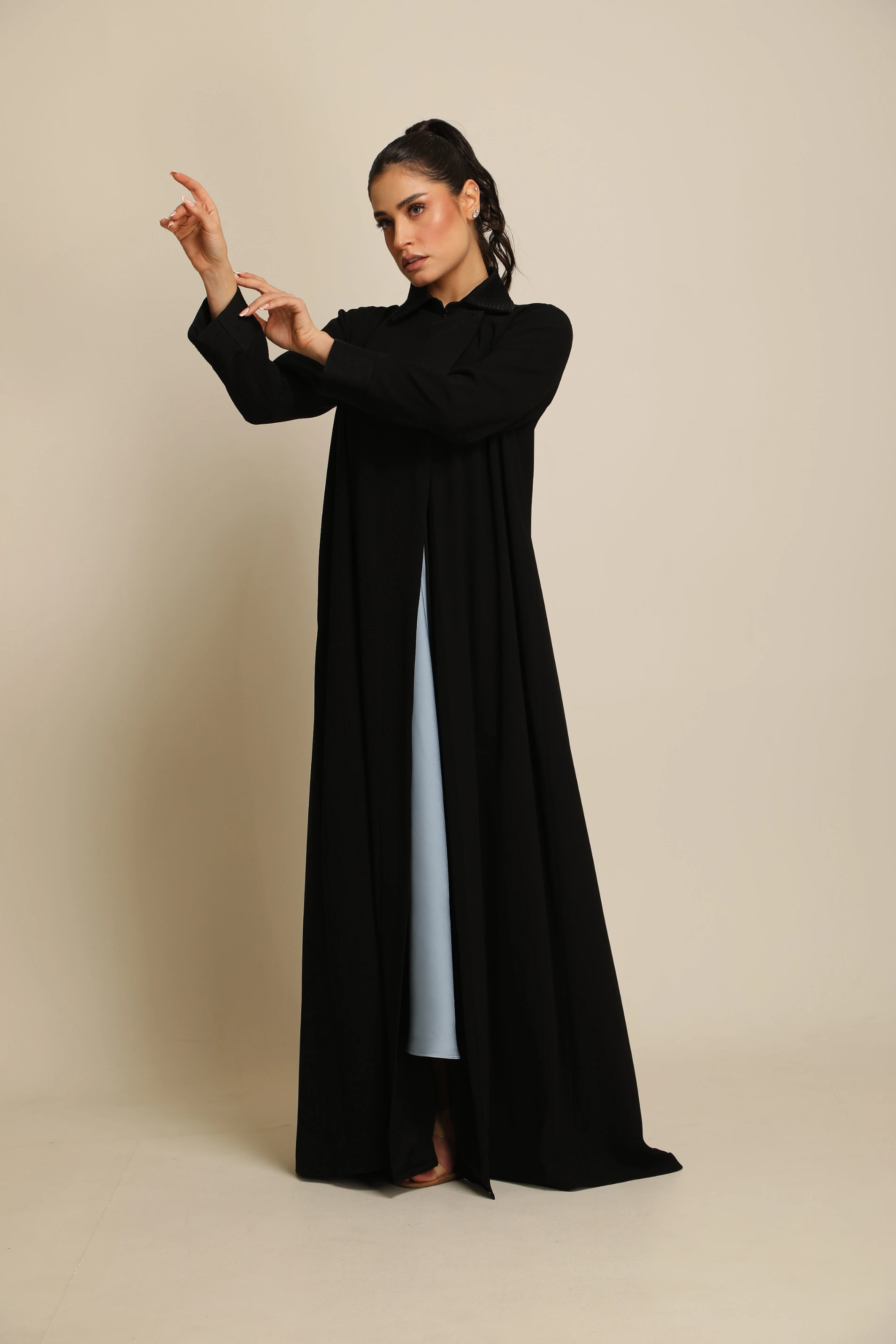 Soft crepe black Abaya 082 