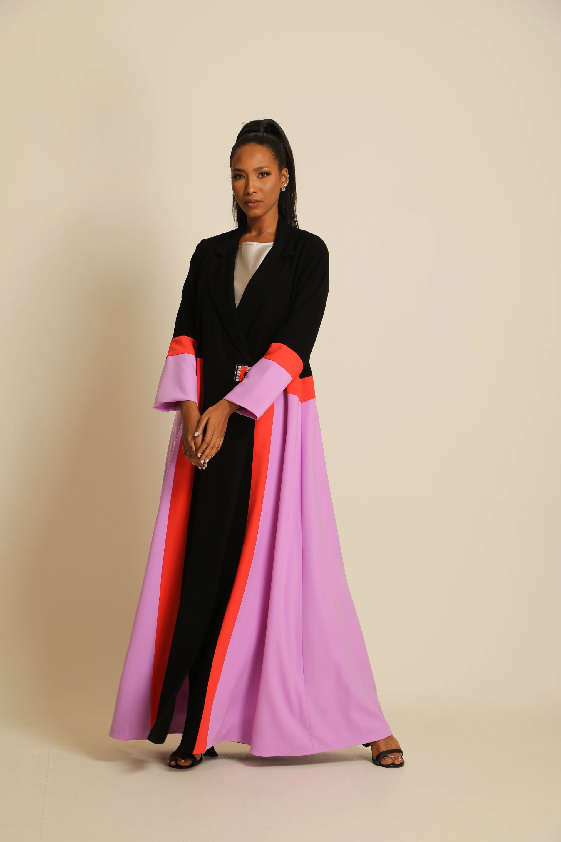 Soft crepe multicolor Abaya 075