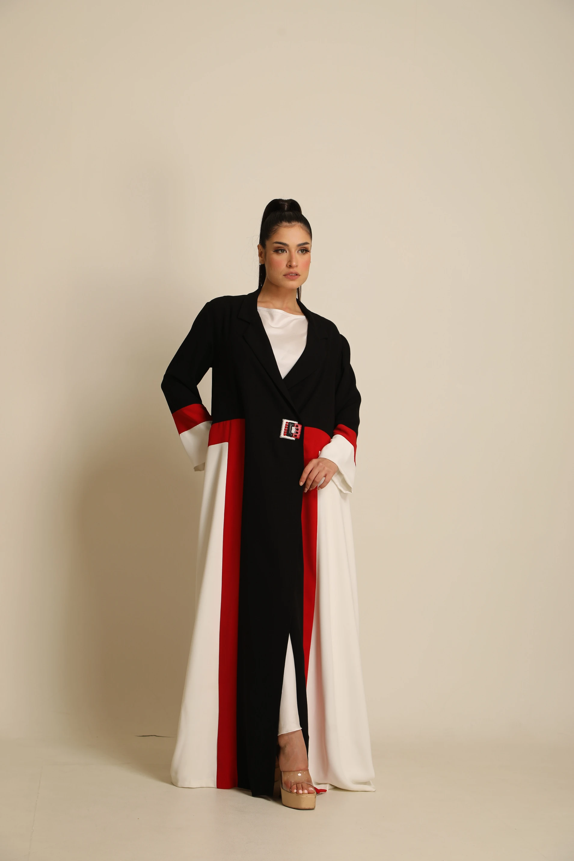 Soft crepe multicolor Abaya 074